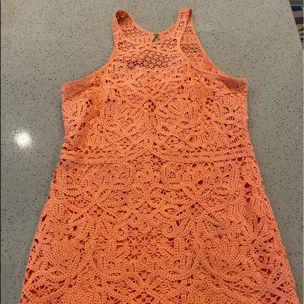 Lily Pulitzer Orange Crochet Sleeveless Dress size Large